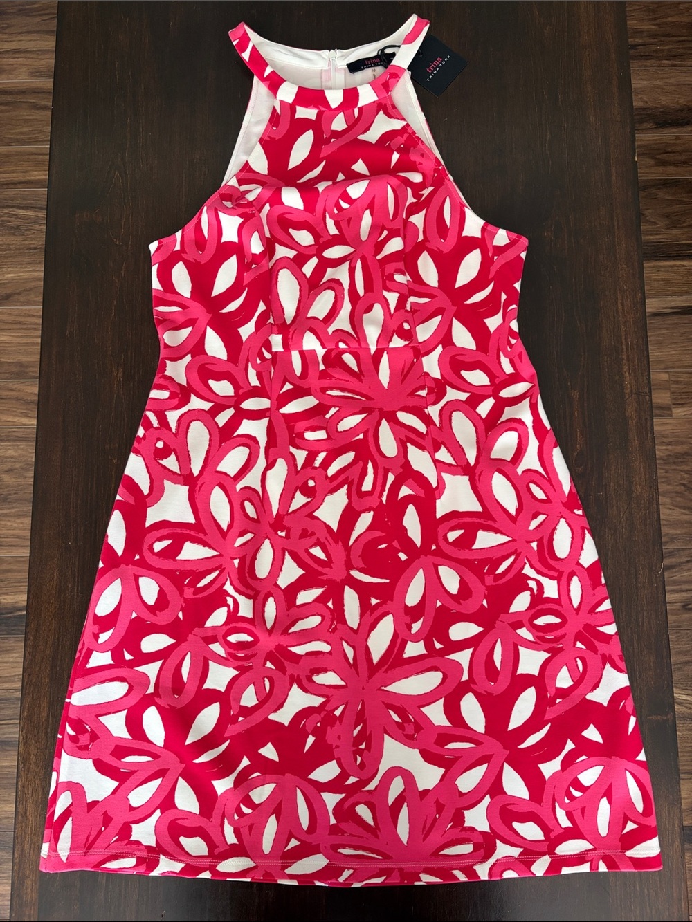 NWT Trina Turk Pink and White Floral Halter Mini Dress